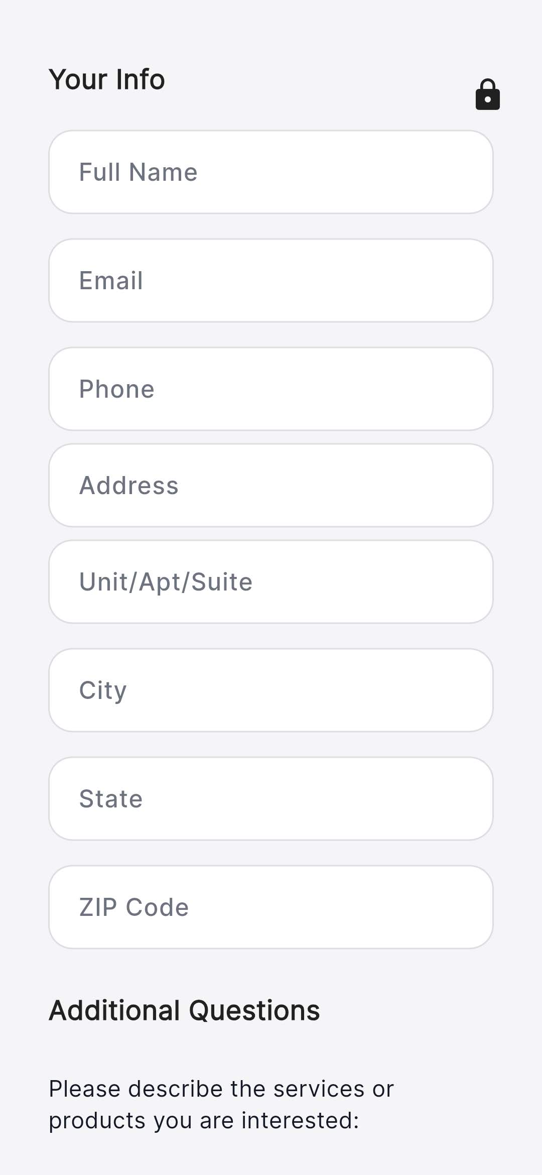 Custom client intake form
